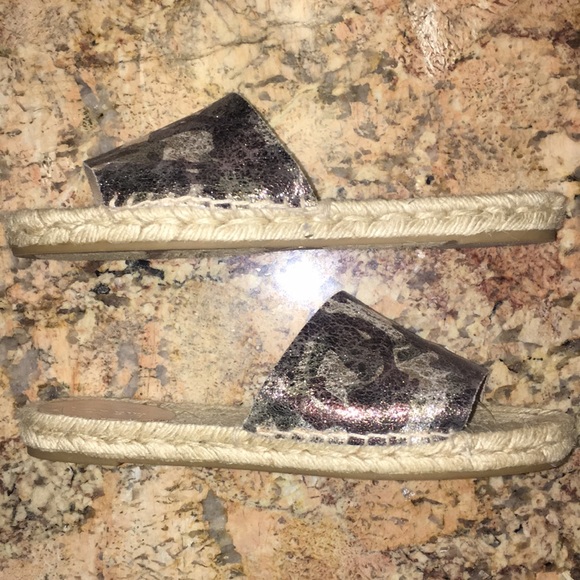 J Crew Camo Leather Banded Espadrille Slide Sandal - Picture 4 of 7